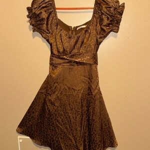 Mi Amore Brown Leopard Mini Dress